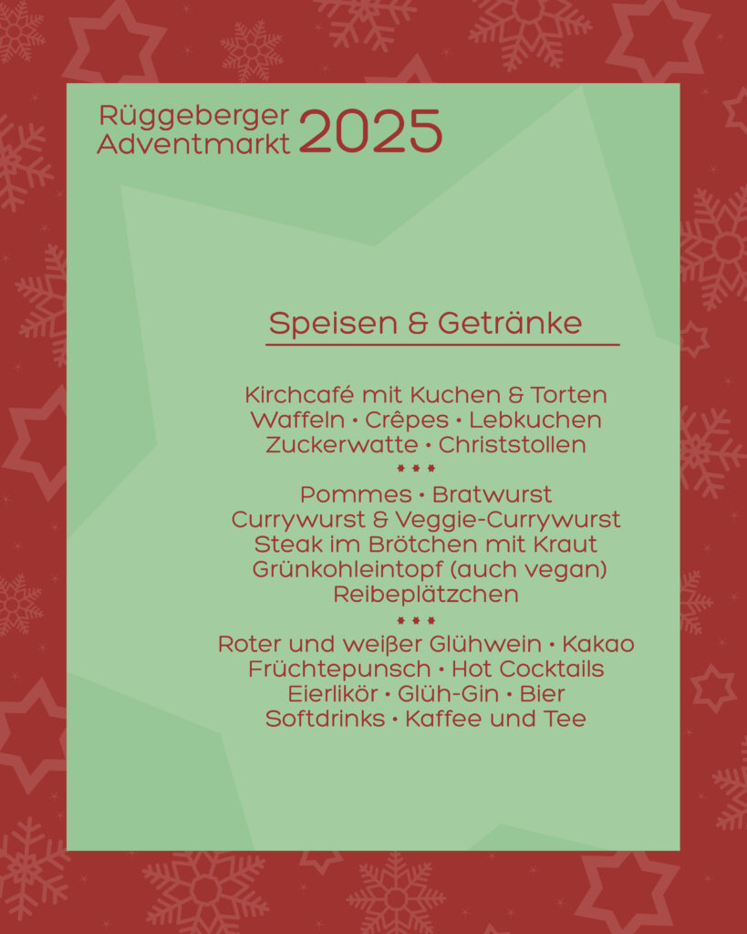 Speisen und Getränke Rüggeberger Adventmarkt 2025